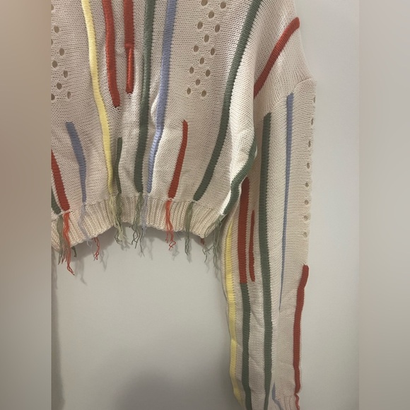 NWOT Miss Sparkling Knit Fringe Crop Top Sweater - Picture 5 of 8